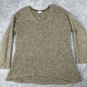 Pure Jill Petite Large Sweater Long Tunic Chunky Knit 100% Cotton Neutral